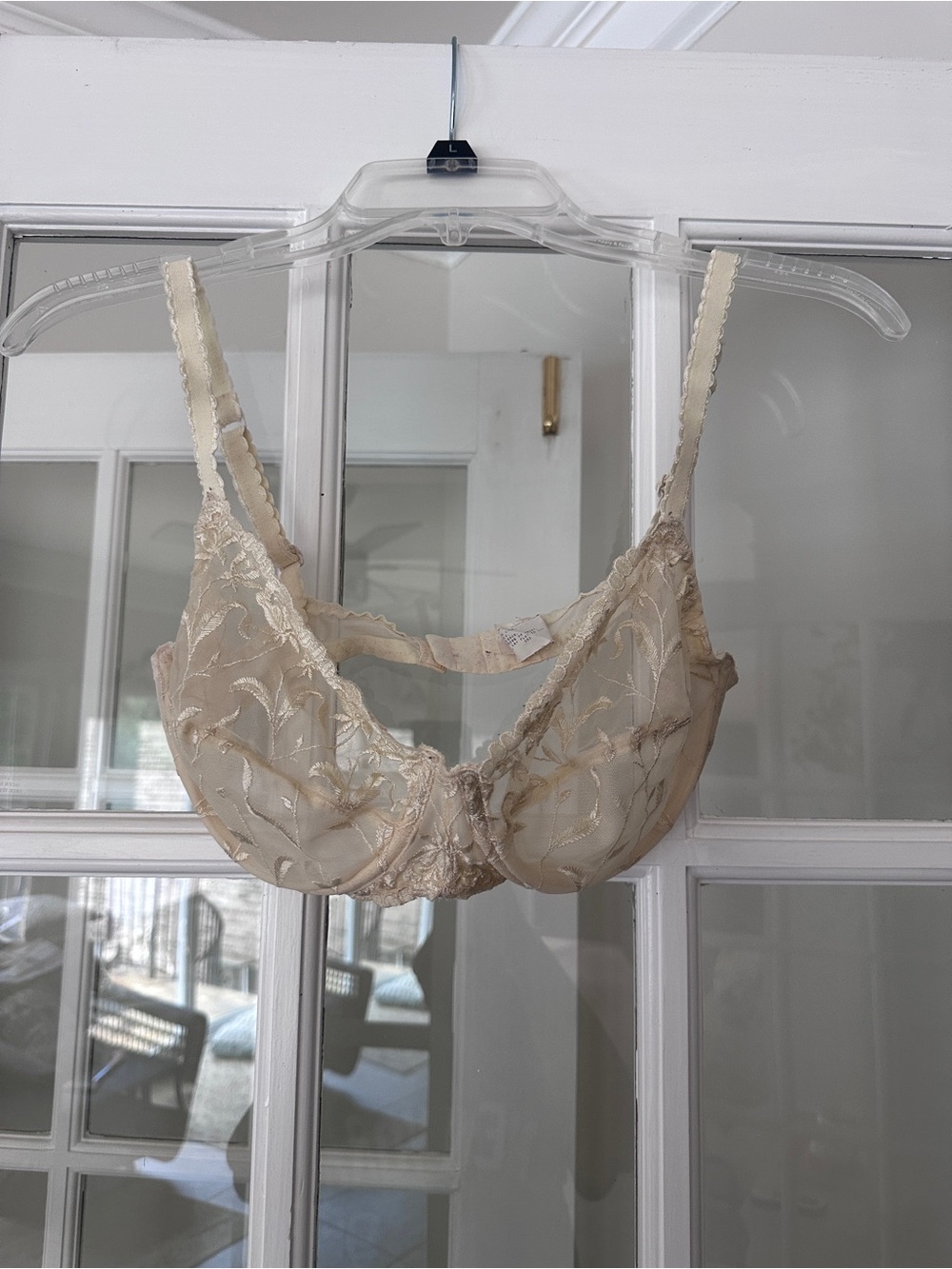 Victoria's Secret Sheer Embroidered Underwire Bra in Cream